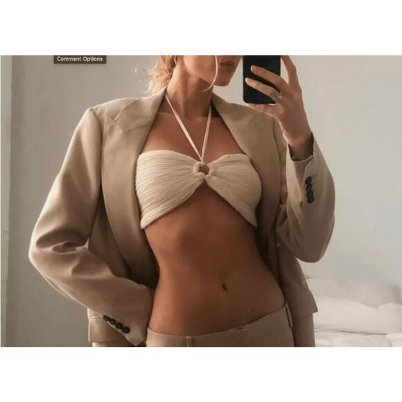 Savannah Morrow Summer Top in Cream Bandeau Crop Top NWT Large - Picture 11 of 12